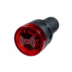 Alarme Sonoro Buzzer Sinaleiro Led Vermelho 22MM 24Vdc DNI - INSTRUFIBER