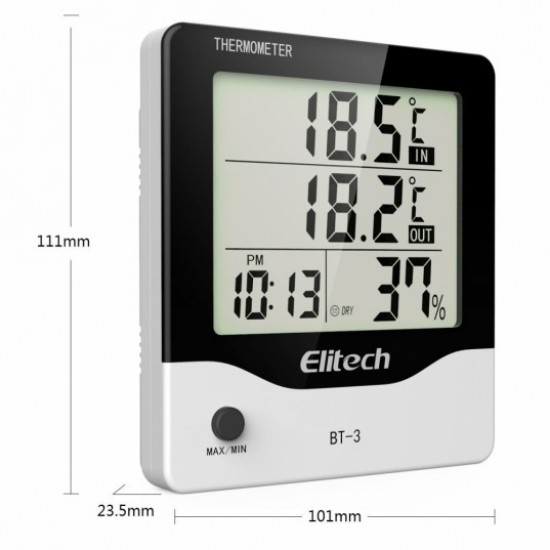 Termo-higrômetro digital, mod. BT3 - INSTRUFIBER