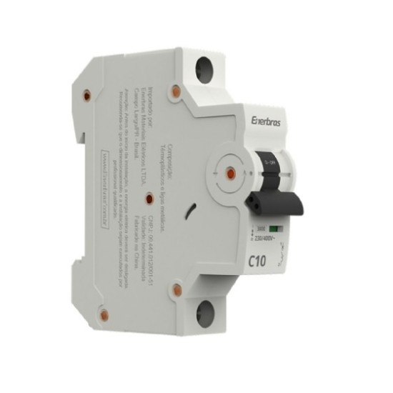 Disjuntor Termomagnético Unipolar 10A 3KA DT3E1C Enerbras - INSTRUFIBER
