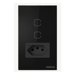 TOMADA COM 2 INTERRUPTORES INTELIGENTE 10A WIFI IZY SMART ETS 2002 - INTELBRAS
