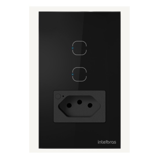 TOMADA COM 2 INTERRUPTORES INTELIGENTE 10A WIFI IZY SMART ETS 2002 - INTELBRAS
