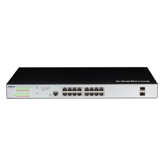 SWITCH GERENCIAVEL 16 PORTAS GIGA E 2 SFP SG 1602 POE MAX INTELBRAS - INSTRUFIBER