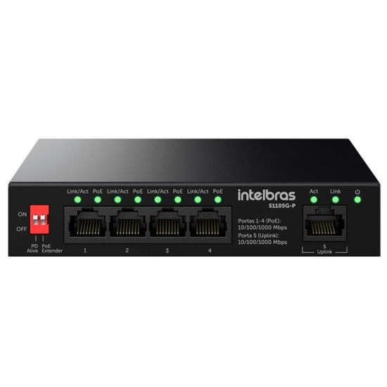 SWITCH NÃO GERENCIAVEL 5 PORTAS GIGA ETHERNET S1105G-P INTELBRAS - INSTRUFIBER