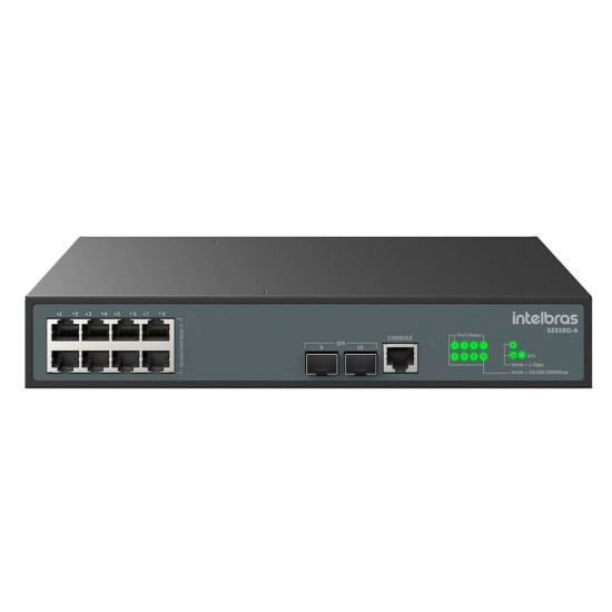 SWITCH GERENCIAVEL 8 PORTAS GIGA + 2 PORTAS SFP 1000 BASE-X S 2310G-A INTELBRAS - INSTRUFIBER