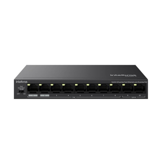 SWITCH DESKTOP 8 PORTAS POE+ 2 PORTAS UPLINK S1010F-P INTELBRAS - INSTRUFIBER