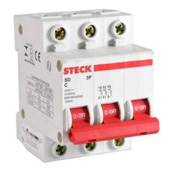 DISJUNTOR TRIPOLAR C 63A SDD63C63 STECK - INSTRUFIBER