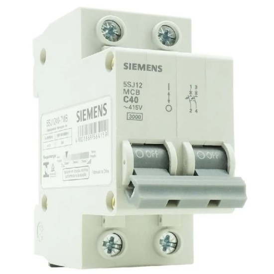 DISJUNTOR BIPOLAR C 40A 3KA 5SJ12407MB SIEMENS - INSTRUFIBER