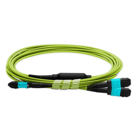 Cabo MPO Fêmea para 2-MPO Fêmea 5m, 16 Fibras para 2x8F, OM5 G651.1 50/125 Multimodo, Tipo B LSZH Verde Breakout - INSTRUFIBER