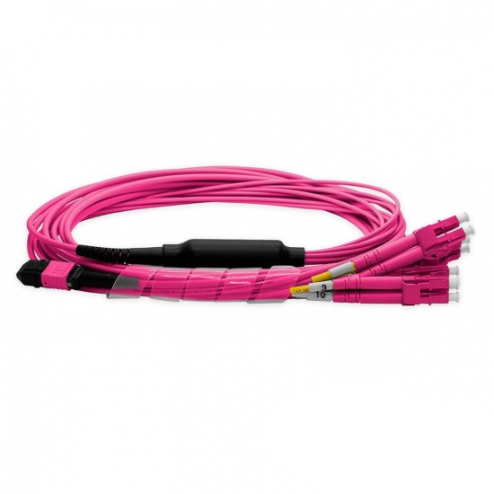 Cabo MPO Fêmea para 4LC/UPC 5m, 8 Fibras Duplex, OM4 G651.1 50/125 Multimodo, Tipo B LSZH Magenta Breakout - INSTRUFIBER