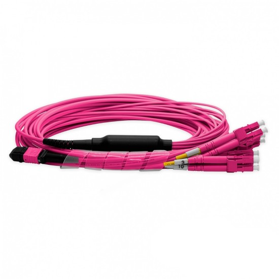 Cabo MPO Fêmea para 4LC/UPC 10m, 8 Fibras Duplex OM4 G651.1 50/125 Multimodo, Tipo B LSZH Magenta Breakout - INSTRUFIBER