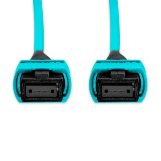Cabo MPO para MPO Fêmea 5m, 12 Fibras, OM3 G651.1 50/125 Multimodo, Tipo B LSZH Aqua - INSTRUFIBER