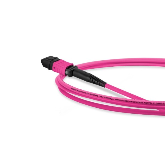 Cabo MPO para MPO Fêmea 1m, 12 Fibras, OM4 G651.1 50/125 Multimodo, Tipo B LSZH Magenta - INSTRUFIBER