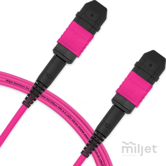 Cabo MPO para MPO Fêmea 3m, 12 Fibras, OM4 G651.1 50/125 Multimodo, Tipo B LSZH Magenta - INSTRUFIBER