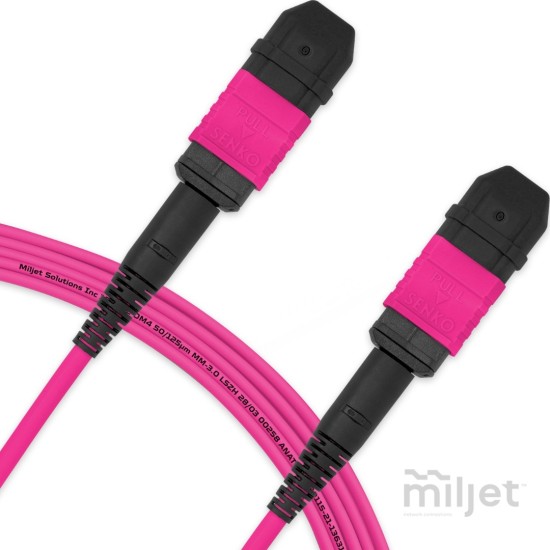 Cabo MPO para MPO Fêmea 5m, 12 Fibras, OM4 G651.1 50/125 Multimodo, Tipo B LSZH Magenta - INSTRUFIBER