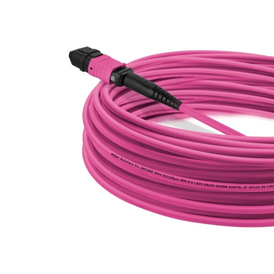 Cabo MPO para MPO Fêmea 30m, 12 Fibras OM4 G651.1 50/125 Multimodo, Tipo B LSZH Magenta - INSTRUFIBER