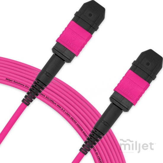 Cabo MPO para MPO Fêmea 15m, 12 Fibras, OM4 G651.1 50/125 Multimodo, Tipo B LSZH Magenta - INSTRUFIBER