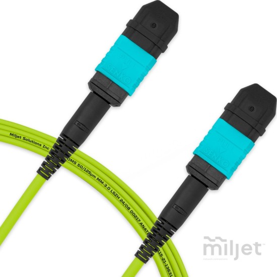 Cabo MPO para MPO Fêmea 15m, 12 Fibers OM5 G651.1 50/125 Multimodo, Tipo B LSZH Verde - INSTRUFIBER