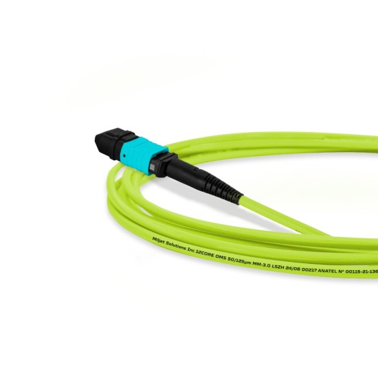 Cabo MPO para MPO Fêmea 3m - 12 Fibras - OM5 G651.1 50/125 Multimodo - Tipo B LSZH Verde - INSTRUFIBER