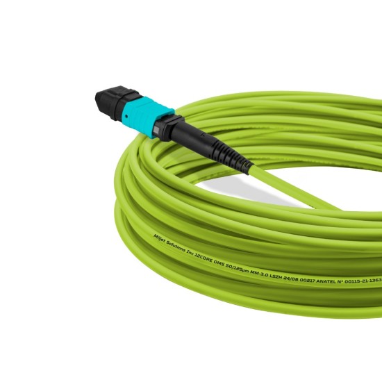 Cabo MPO para MPO Fêmea 20m, 12 Fibers OM5 G651.1 50/125 Multimodo, Tipo B LSZH Verde - INSTRUFIBER