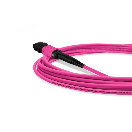 Cabo MPO/APC para MPO/APC Fêmea 5m, 16 Fibras, OM4 G651.1 50/125 Multimodo, Tipo B LSZH Magenta - INSTRUFIBER