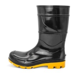 Bota de PVC Cano Médio 28cm Preta com Solado Amarelo - Cartom | CA - 50829 - INSTRUFIBER