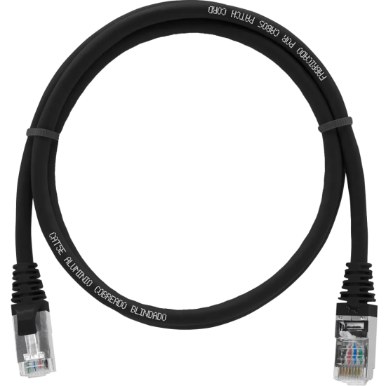 Cabo De Rede 90 Cm Patch Cord Cat5e Ftp 100% Cobre Blindado - INSTRUFIBER