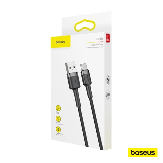 Cabo Baseus Tipo C 2 Metros 3A Gray + Black CATKLF-CG1 - INSTRUFIBER
